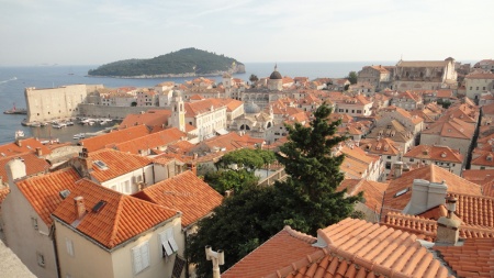Dubrovnik, Croatia- view from wall surrounding the city looking towards the Adriatic Sea.