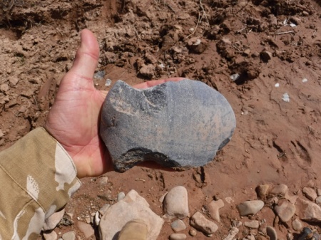 Axe head found in wash in southeast Utah. Photo by Gerald Trainor. 